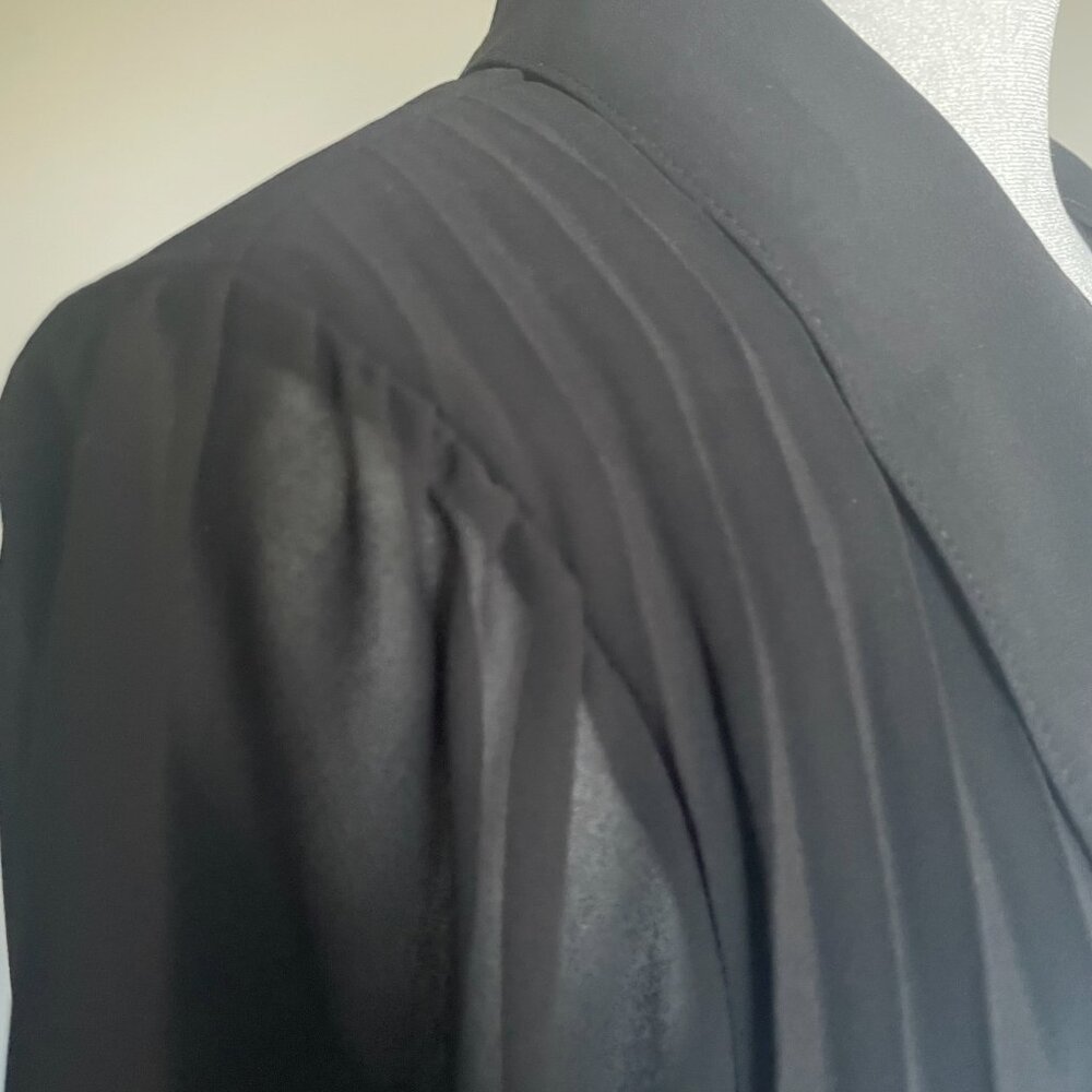 Nine West Pleated Black Dress with lining and Sheer Sleeves, Size 1X / XL - Picture 2 of 11